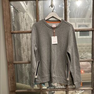Swims Men's Crewneck Sweater in Gray with Orange Accents and Zip Pockets M